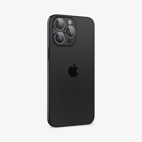 AGL07163 - iPhone 15 Pro / 15 Pro Max Optik Pro Lens Protector in natural titanium showing the device